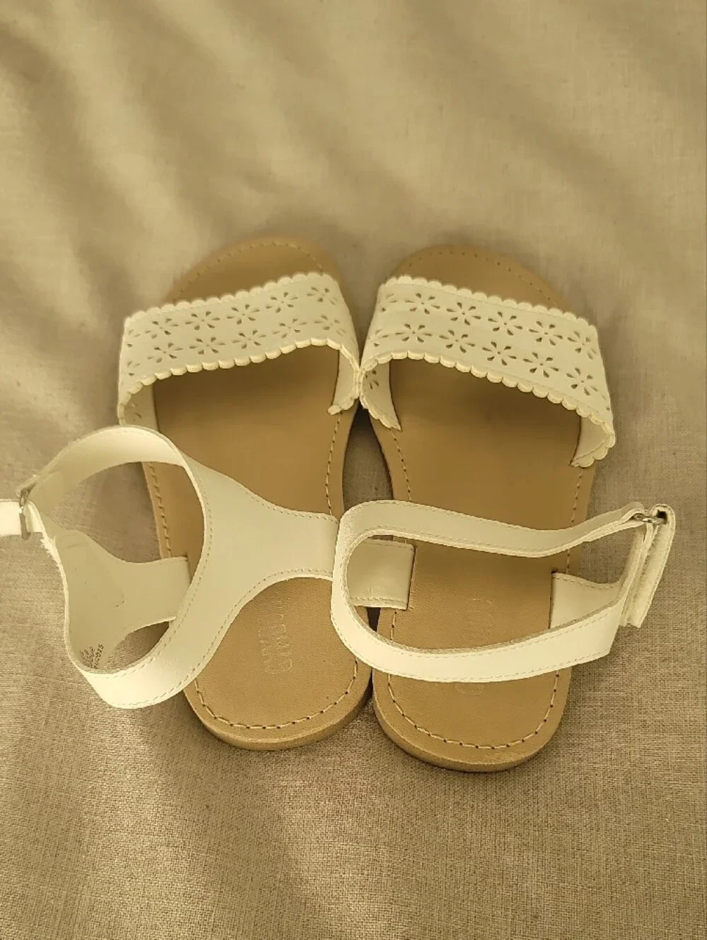 Girls Gymboree, Size 2, White Laser-Cut Ankle-Strap Sandals